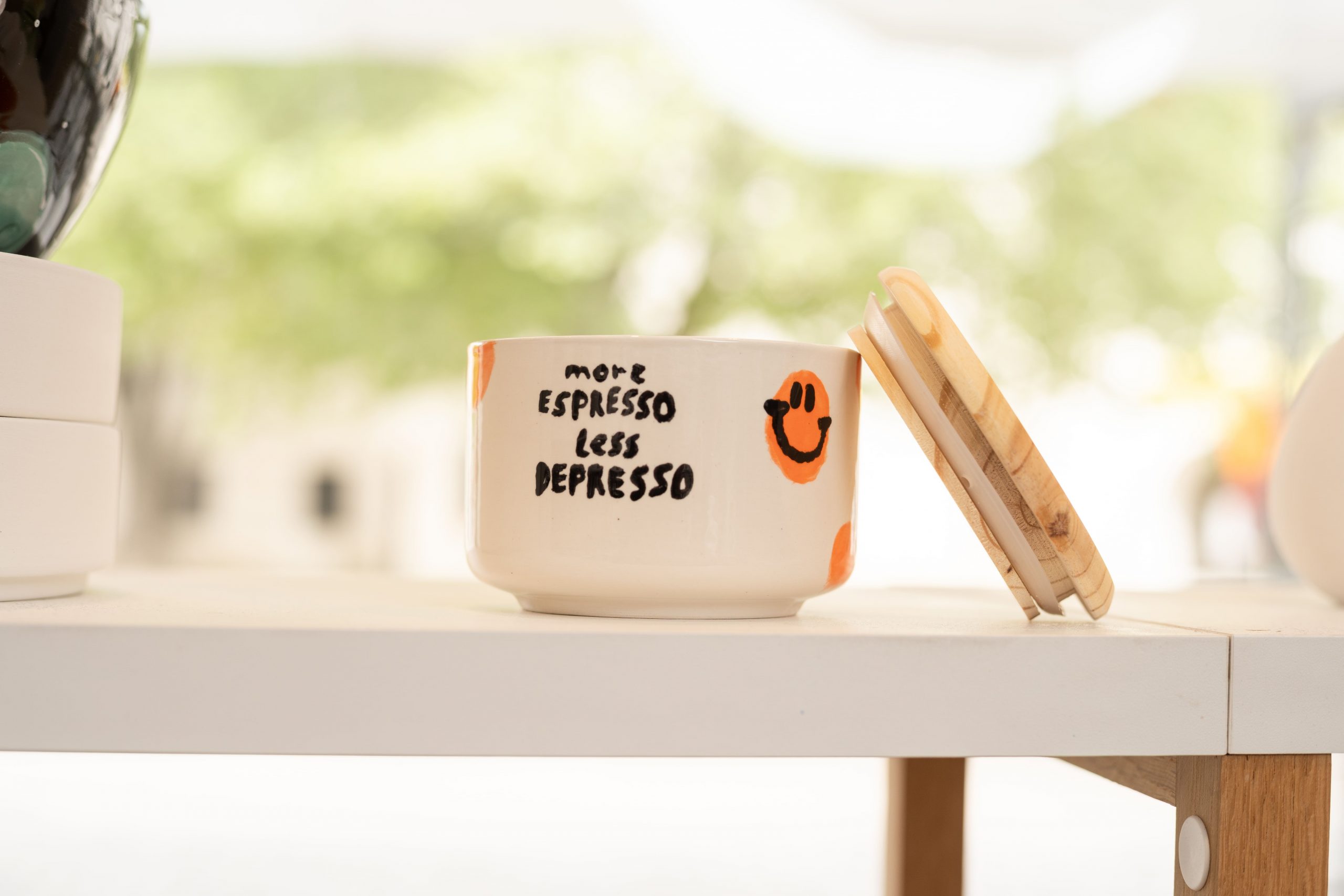 more espresso less depresso - froh und bunter Keramik bemalen München